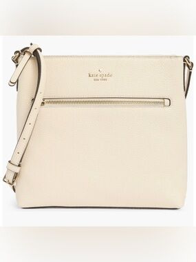 kate spade EUC Cream  Jackson Pebbled Leather Crossbody Bag with Gold Hardware